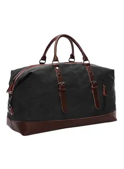 چمدان و ساک مسافرتی ساک مسافرتی Leather Zipper Closure Duffel Bag Black/Brown 