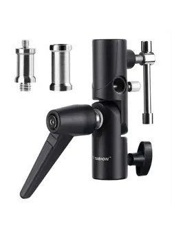 لوازم جانبی فیلم‌برداری و عکاسی اکسسوری حرفه‌ای Camera Flash Bracket H-Type Mount Swivel Tilt Light Stand Metal Umbrella Softbox Holder Adapter 180° Adjustable for 1/4