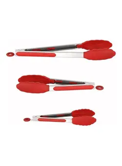 ظروف و تجهیزات آشپزخانه اکسسوری و تجهیزات آماده سازی 3-Piece Salad Serving Food Tong Set Red 