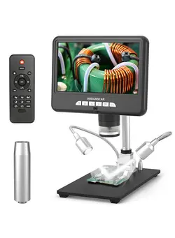 دوربین فیلم‌برداری و عکاسی تلسکوپ و میکروسکوپ 24M Digital Microscope with 7 Inch Adjustable Display Screen 3X Digital Magnification Photo Video 3D Effect Microscope 