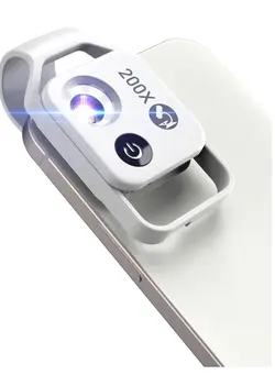 دوربین فیلم‌برداری و عکاسی تلسکوپ و میکروسکوپ APEXEL Portable 200X Magnification Microscope Lens with LED Light Micro Pocket Macro Lens for IPhone and Smartphones-w 