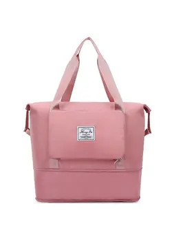 چمدان و ساک مسافرتی ساک مسافرتی Large Capacity Folding Travel Bag Dry Wet Separated Gym Bag For Gyms and Weekend Getaway Portable Travel Lightweight Waterproof Bag Pink 