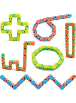 گجت، فیجت و سرگرمی پاپ ایت Assorted Colors Links, Wacky Tracks Snap and Click Fidget Toys for Sensory Kids, Snake Puzzles, Stress Relief, Kids Adults, Autism Relief Keeps Fingers Busy Minds Focuse 