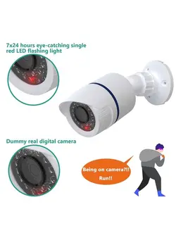 دوربین مدار بسته سایر Dummy Fake Camera, Surveillance Security CCTV Dome Camera, Indoor Outdoor Camera, with One LED Light, Security Alert Sticker Decals (TC-W2), 2 Pack, White 