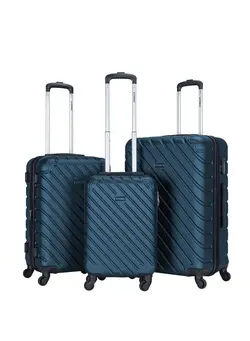چمدان و ساک مسافرتی ست چمدان 3 Piece ABS Hardside Trolley Luggage Set Spinner Wheels with Number Lock Indigo Blue 