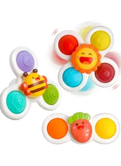گجت، فیجت و سرگرمی اسپینر 3pcs Suction Cup Fidget Spinner Toy For Baby Toddler Kids 