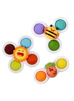 گجت، فیجت و سرگرمی اسپینر Baby Cup Spinner Toy with Suction Cup, Baby Bath Toys, Spinner Toys, Cartoon Spinning Suction Toys, Lovely Gift for Baby and Children BPA Free 3 Pack 