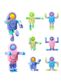 گجت، فیجت و سرگرمی اسپینر 8 Pcs Robot Fidget Spinners Transformable Fingertip Gyro Chain Toy Fidget Sensory Toys Deformable Diy Stress Relief Fidget Toy Adults Pinata Goodie Bag Birthday Graduation Gift (Random Color) 