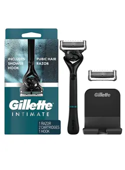 مردانه تیغ و ماشین اصلاح بدن Gillette Intimate Manscape Razor for Men, Men’s Pubic Razor, Manscaping, Gentle and Easy to Use, Designed For Pubic Hair, 1 Razor Handle, 2 Razor Blade Refills, Manscaping Body Razor, Mens Razor 
