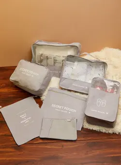 کیف، کوله‌پشتی و چتر چتر Grey Set Of 7 Travel Packing Bags 