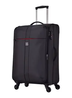 چمدان و ساک مسافرتی چمدان تک Soft Case Travel Bag Luggage Trolley for Unisex Polyester Lightweight Expandable Wheeled Suitcase with TSA lock V6101 Black 