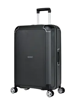 چمدان و ساک مسافرتی چمدان تک Champion Hard Case Travel Bag Luggage Trolley Polypropylene Lightweight 4 Quiet Double Spinner Wheels Suitcase With TSA Lock B0002 Dark Grey 