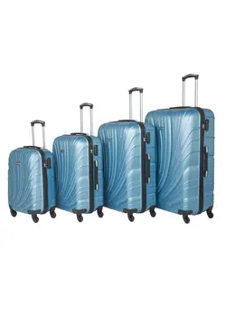 چمدان و ساک مسافرتی ست چمدان Hard Shell Travel Bags Trolley Luggage Set of 4 Piece Suitcase for Unisex ABS Lightweight with 4 Spinner Wheels KH115 Light Blue 