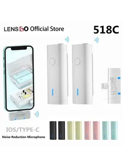میکروفون سایر LENSGO 518C 2.4G Wireless Microphone With Dual Transmitters And One Receiver for Smartphone iPhone 