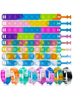 گجت، فیجت و سرگرمی اسپینر 16Pcs Fidget Bracelets Toys Push Stress Relief Pop Wristband Wearable Hand Finger Press Silicone Sensory Bracelets Gifts For Autistic Kids & Adults (Adjustable Size) 