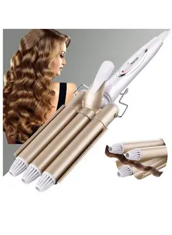اتو مو فر کننده 3 Barrel Curling Iron Wand Hair Waver Curler Iron, 1 Inch (25mm) Ceramic Tourmaline Triple Barrels, Crimper Hair Iron Hair Waving Styling Tool for Deep Waves 