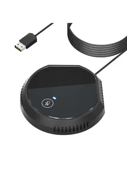 میکروفون سایر Desktop USB Conference Microphone 360° Omnidirectional Condenser Plug & Play PC Computer Mic Touch-Sensor Buttons Mute Function Compatible with Windows Mac 