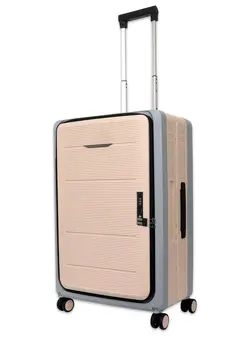 چمدان و ساک مسافرتی ست چمدان Reflection Collapsible 24 Inch Trolley Luggage Bag Polypropylene Plastic Body Portable Design Ergonomically Designed Soft Handles 2 Level Adjustable Handle Beige 