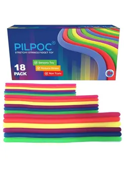 گجت، فیجت و سرگرمی اسپینر Unbreakable Monkey Noodles Super Stretchy String Sensory Silent Fidget Toy For Increased Focus Released Stress Anxiety Sensory Kids & Adults Adhd Autism (18 Pack) Ramen Monkey Noodle 