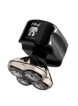 مردانه ماشین اصلاح Pitbull Silver Pro Electric Head & Face Shaver For Men, Wet/Dry 4 Razor Hair Trimmer - 4D Rechargeable Rotary Shaver With Lithium-Ion Battery & Cordless Usb - Water Resistant Grooming Kit 