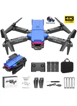 دوربین فیلم‌برداری و عکاسی سایر WiFi FPV 4K Camera Drone | F190 Folding Mini Drone | Daul 4K HD FPV Camera Drone | 180° Adjusta-ble Lens , Colorful LED Light | HD FPV Remote Control Foldable Quadcopter Helicopter Toys Gifts 