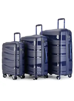 چمدان و ساک مسافرتی ست چمدان Luggage Set Suitcase Unbreakable Spinner Hardshell Lightweight TSA Lock Luggage Sets with PP Material, Luggage Sets Hardside With Spinner Wheels navy blue colour 