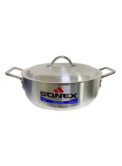 ظروف و لوازم پخت غذا قابلمه Sonex Metal Finish Flat Fish Pot No 3 Size 26 Cm With Heavy Durable Lid And Handles Original Made In Pakistan 