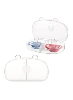 تغذیه و نگهداری کودک پستانک Pacifier Case, Container, Baby Case for Travel, BPA Free, Can be Used to Carry 2 Pacifiers, Transparent, Pack 