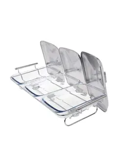 ظروف و لوازم سرو غذا ظروف وارمردار غذا 3-Compartment Food Warmer 1.5L Silver/Clear 