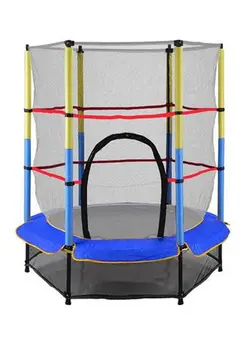 بازی‌های فضای باز و تجهیزات پارک ترامپولین 5.5 Feet Soft Portbale Jumping Trampoline With Enclose 140x140x160cm 