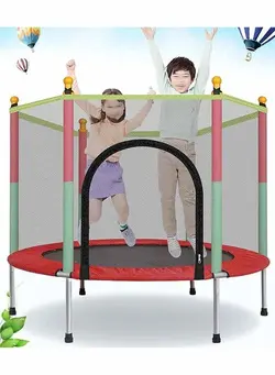 بازی‌های فضای باز و تجهیزات پارک ترامپولین Kids Trampoline with Safety Enclosure Net - 5FT Trampoline for Toddlers Indoor and Outdoor - Parent-Child Interactive Game Fitness Trampoline Toys for Gift 