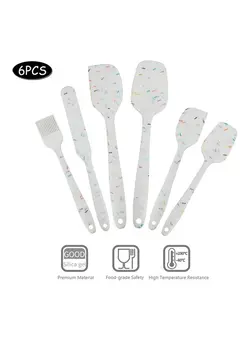 ظروف و تجهیزات آشپزخانه اکسسوری و تجهیزات آماده سازی 6-Piece Silicone Nonstick Spatula Scoop Kit White 