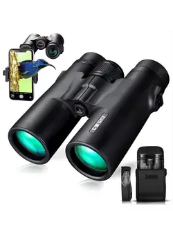 دوربین فیلم‌برداری و عکاسی تلسکوپ و میکروسکوپ 10x42 Roof Prism Binoculars for Adults, HD Professional Binoculars for Bird Watching Travel Stargazing Hunting Concerts Sports-BAK4 Prism FMC Lens-with Phone Mount Strap Carrying Bag 