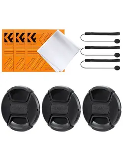 لوازم جانبی فیلم‌برداری و عکاسی اکسسوری حرفه‌ای 46mm Lens Cap, 9-in-1 Center Pinch Lens Cover + Anti-Loss Keeper Leash + Microfiber Cleaning Cloth Kits Compatible with Nikon, Canon, Sony, Fujifilm Camera Lenses 