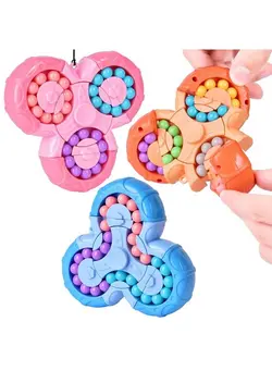 گجت، فیجت و سرگرمی اسپینر 3Pcs Rotating Magic Bean Puzzle Toy Magic Bean Cube Toy And Fidget Spinner 2In1 Fingertip Decompression Toys Triangle Hand Spinner Stress Anxiety Relief Gifts For Adults Teens Kids 