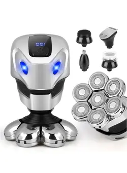 مردانه ماشین اصلاح 7D Rotary Electric Head Shaver for Men Waterproof Head Shaver with LED Display, Beard Razor Gifts for Boyfriend 