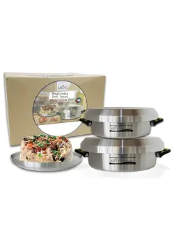 ظروف و لوازم پخت غذا قابلمه ARTC 2 Pieces Maqluba Multi-Purpose Pure Thick Aluminum Pot And Tray, Upside Down Palestinian Rice Dish Cooking pot, Release Easy And Keeps shape 