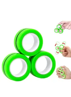 گجت، فیجت و سرگرمی اسپینر Fingears Magnetic Rings Fidget Spinner Toy Stress, Anxiety Relief Ring - Green 3pcs 