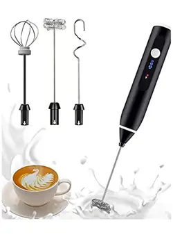 Milk Frother, Coffee Frother, Electric Whisk for Baking, Handheld Milk Frothers USB Rechargeable, Small Household Egg Beater 3 Gear Adjustable Milk Bubbler 