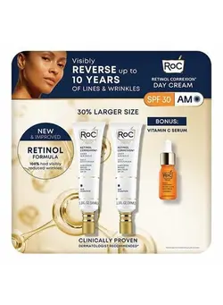 ابرو و چشم سایر ROC Retinol Correxion Day Cream with SPF 30, 2 Pack with Bonus Vitamin C Serum 