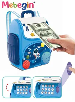 اسباب‌بازی‌های مشاغل و اماکن ست‌های قلک Piggy bank playing house toy backpack shape pattern cartoon automatic roll piggy bank creative toy life day gift