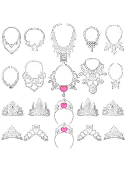 عروسک و لوازم  جانبی اکسسوری عروسک Doll Accessories Jewelry Set 20 Pieces Doll Necklace Crown Play Set Doll Dress Up Jewelry Includes 10 Necklaces And 10 Crowns For 11.5 Inch Doll 