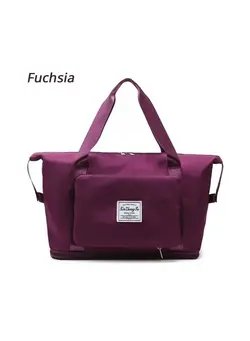 چمدان و ساک مسافرتی ساک مسافرتی 1-Piece Large Capacity Folding Bottom Extension Design Travel Bag,Lightweight Waterproof Carry on Luggage Bags with Fixed Strap Dry and Wet Separation Duffel Bag,Colour Fuchsia 