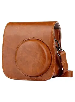 لوازم جانبی فیلم‌برداری و عکاسی سایر Pu Leather Camera Case Compatible With Fujifilm Instax Mini 11 Mini 9 Mini 8 Instant Camera With Adjustable Strap And Pocket (Brown) 