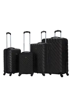 چمدان و ساک مسافرتی ست چمدان 4 Pack Of Hardside Spinner Number Locked Luggage Trolley Black 