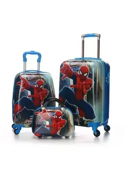 چمدان و ساک مسافرتی چمدان تک 3 PCS Spider man  Cartoon Character Printed Trolley Bag with Hand bag for Kids Non-Breakable Rotating Luggage Bag with Wheels 