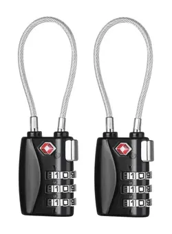 کیف، کوله‌پشتی و چتر چتر 2 Pack Luggage Padlocks TSA Approved Customs Lock Mini Flexible Cable Travel Coded Suitcase Small Gym Locker Padlock with 3 Digit Combination 