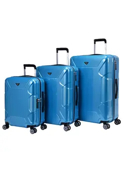 چمدان و ساک مسافرتی چمدان تک Hard Case Suitcase Trolley Luggage Set of 3 Polycarbonate Lightweight 4 Quiet Double Spinner Wheels Travel Bags With TSA Lock KJ84 Bright Blue 