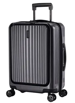 چمدان و ساک مسافرتی چمدان تک Hard Shell Travel Bag Alfred Front Loading Business Carry On Luggage trolley with Built in 2 sided TSA Compatible Combination Lock and USB Port KK50B Dark Silver 
