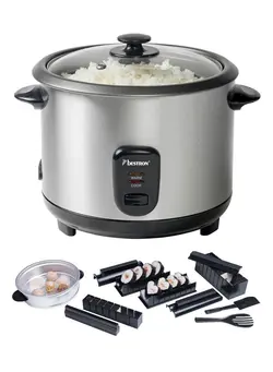 پلوپز، زودپز و آرام‌پز پلوپز Bestron STAINLESS STEEL RICE COOKER WITH STEAMER AND SUSHI MAKING SET 